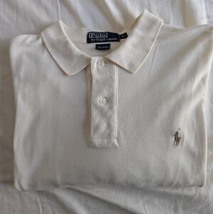 🏇🏼POLO RALPH LAUREN long sleeve cream/ivory polo shirt, VGUC!